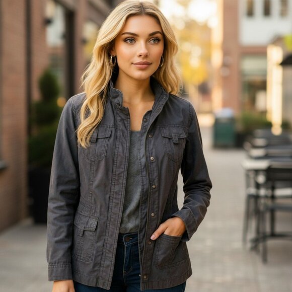 Oakley Jackets & Blazers - OAKLEY Black Military Cotton Canvas Cargo Jacket M VINTAGE 08 Utility Industrial